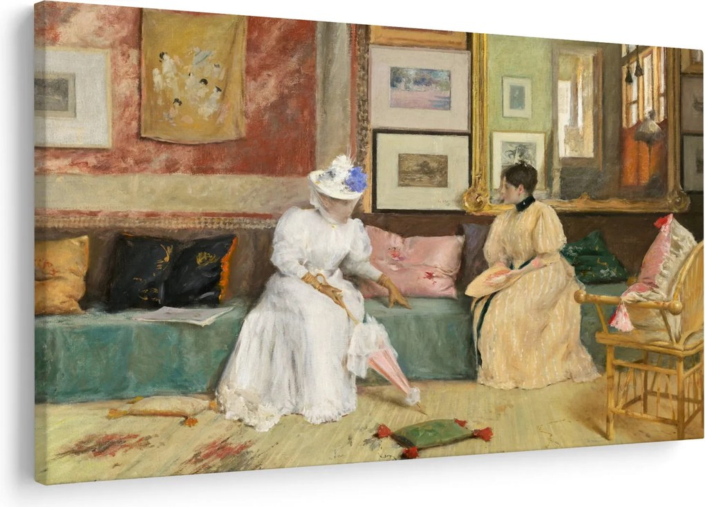 Obraz - William Merritt Chase, A Friendly Call, reprodukcia (90x60 cm)