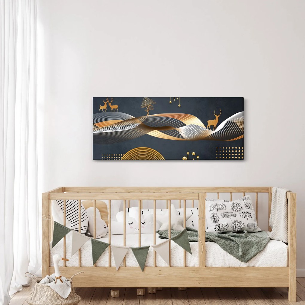 Obraz - Grafika s jeleňom (120x50 cm)