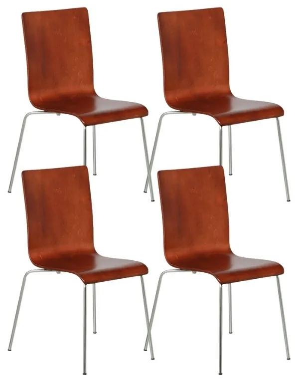 Drevená stolička s chrómovanou konštrukciou CLASSIC, orech, 4 ks