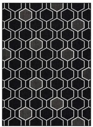 Koberec SPRING 20404993 Hexagon šnúrkový - čierny