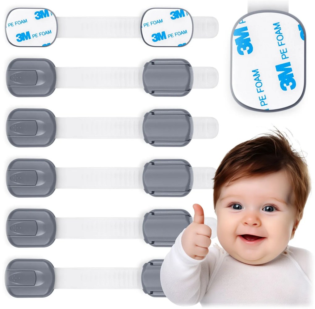 Ricokids bezpečnostné zariadenie na otváranie skríň 798101 6 ks sivé