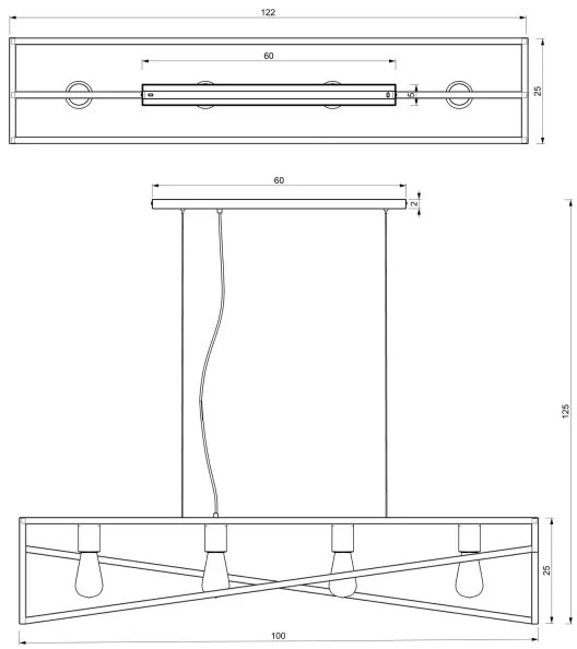 Luster na lanku GOTE 4xE27/60W/230V