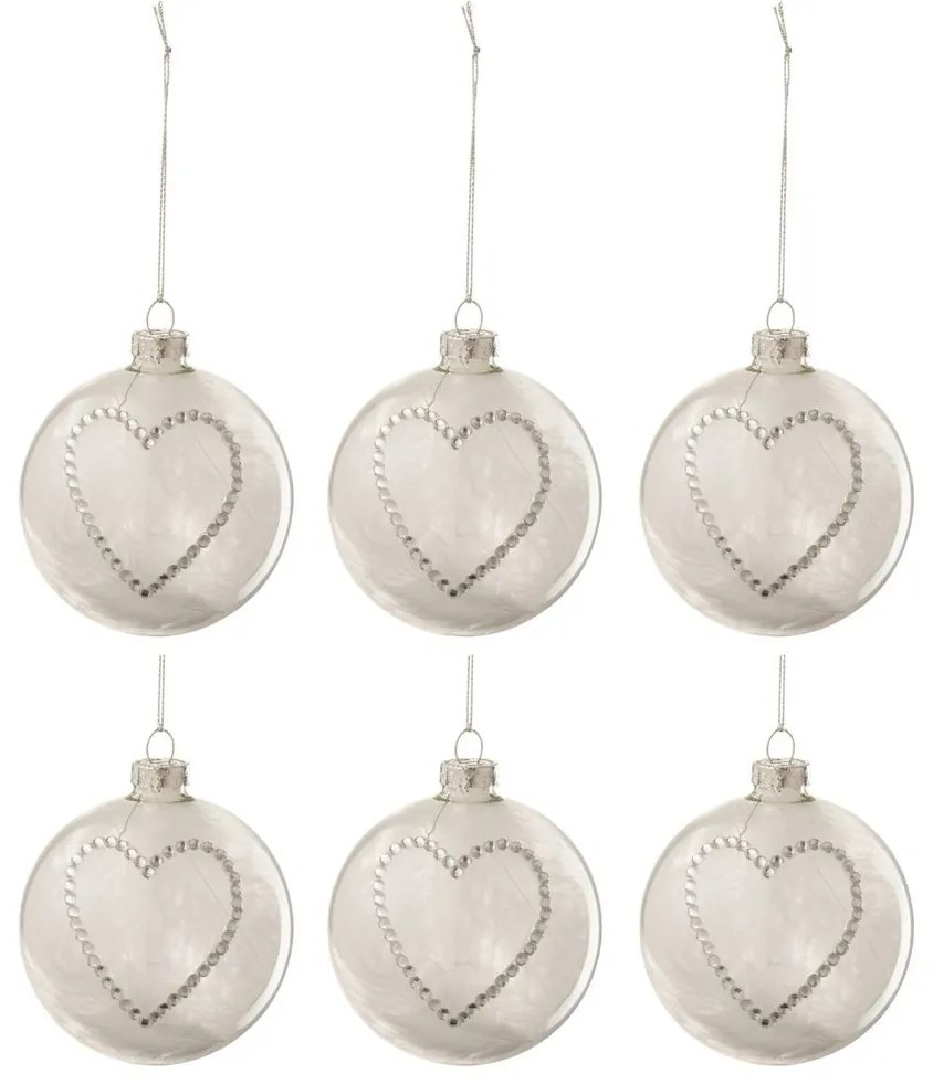 6ks dúhová vianočná sklenená ozdoba s korunkou a pierkami - Ø 8 cm