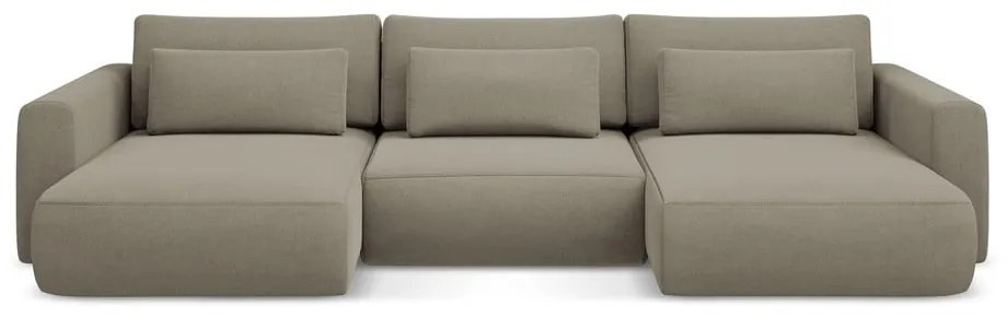 Svetlohnedá rozkladacia/s úložným priestorom rohová pohovka (do tvaru "U") Kapua – Makamii