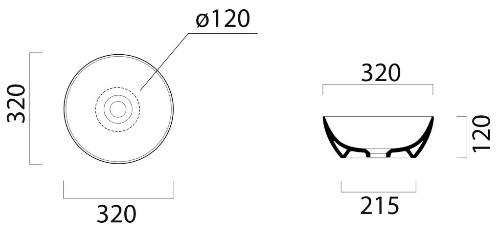 GSI GSI, PURA keramické umývadlo na dosku, priemer 32cm, biela ExtraGlaze, 885411