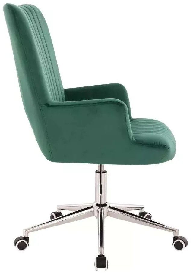 LuxuryForm DESIGN Kreslo AMADEO VELUR na striebornej podstave s kolieskami - zelené
