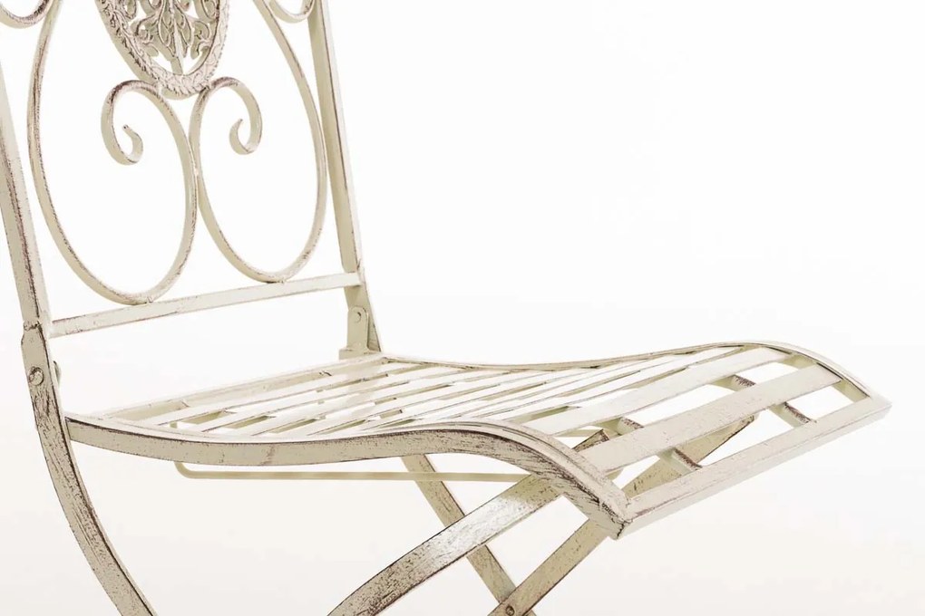 Súprava kovových stoličiek a stola Aldeano (SET 2+1) - Krémová antik