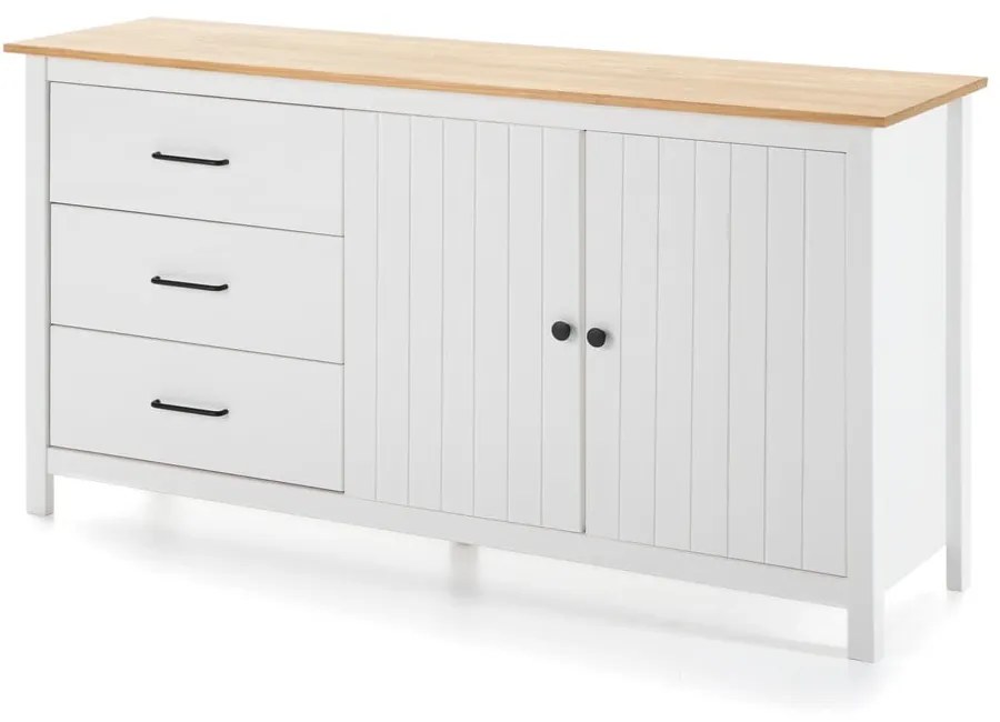 Biela drevená komoda Marckeric Miranda, šírka 150 cm