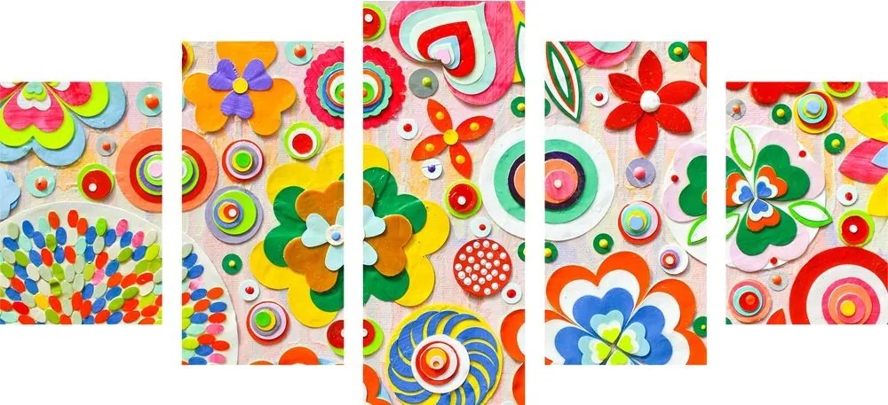 5-dielny obraz abstrakcia kvetov - 200x100