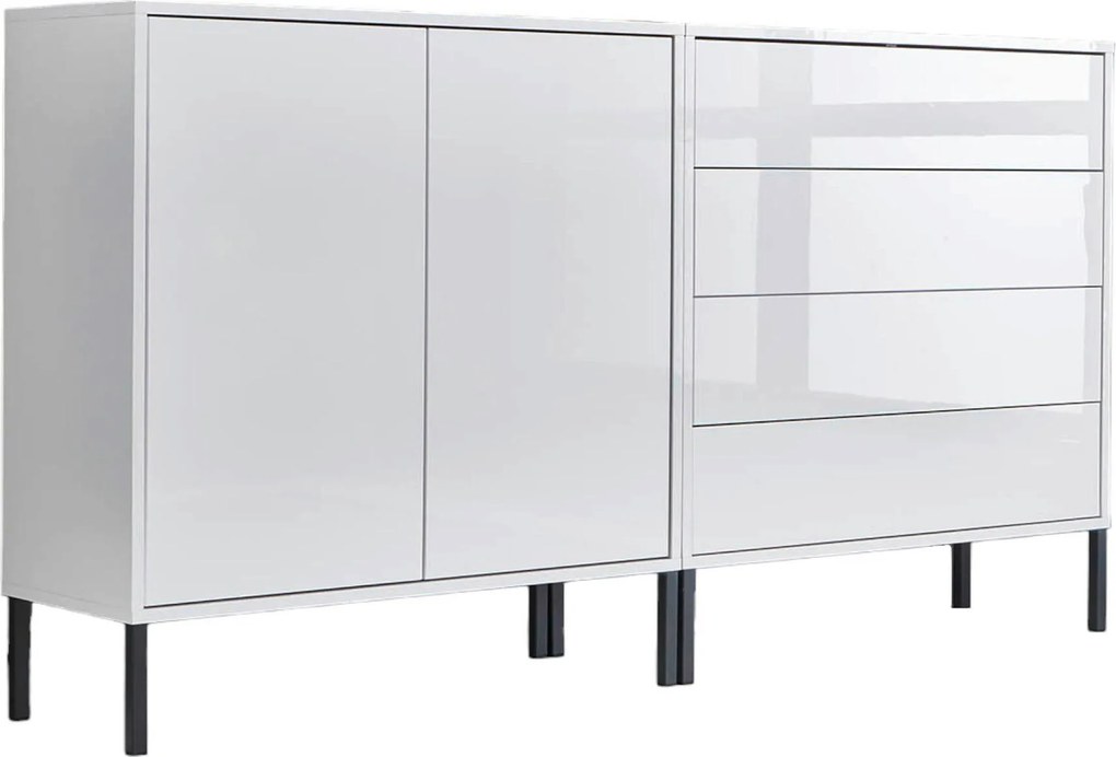 XXXLutz ŠIROKÁ KOMODA, biela, biela s vysokým leskom, 158/86/33 cm MID.YOU - Komody - 001067002201