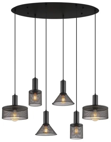 Globo 15648-6H - Luster na lanku JEDD 6xE27/60W/230V čierna