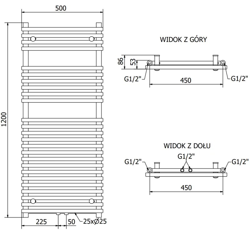 Mexen Sol vykurovacie teleso 1200 x 500 mm, 569 W, biela, W125-1200-500-00-20