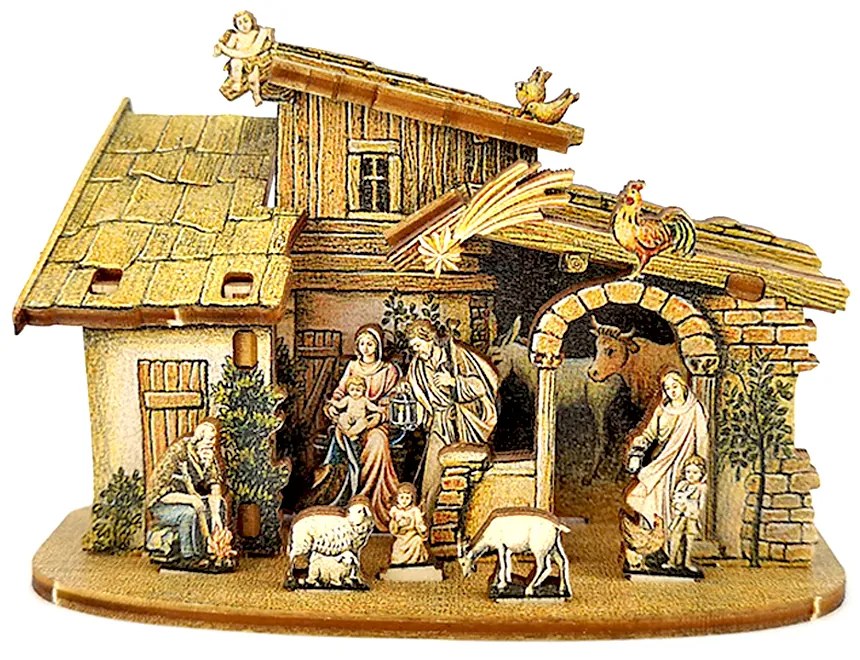 AMADEA Drevený skladací betlehem 3D 6 cm