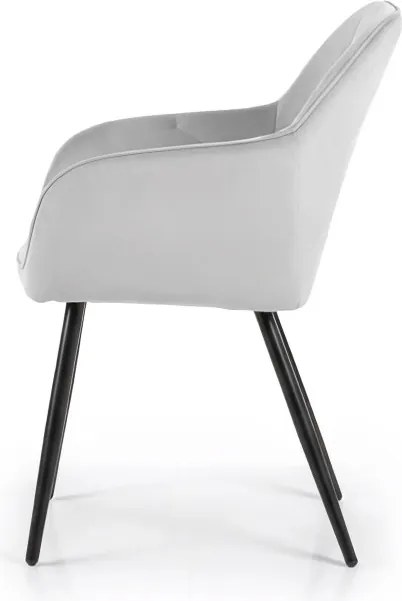 Sada štyroch jedálenských stoličiek DIAMANTE zamatové, sivé / čierne nohy (4 ks)