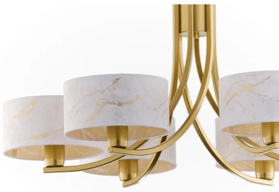 Jupiter 2098 - Luster na reťazi ARTHUR 6xE27/15W/230V biela/zlatá/mramorový dekor