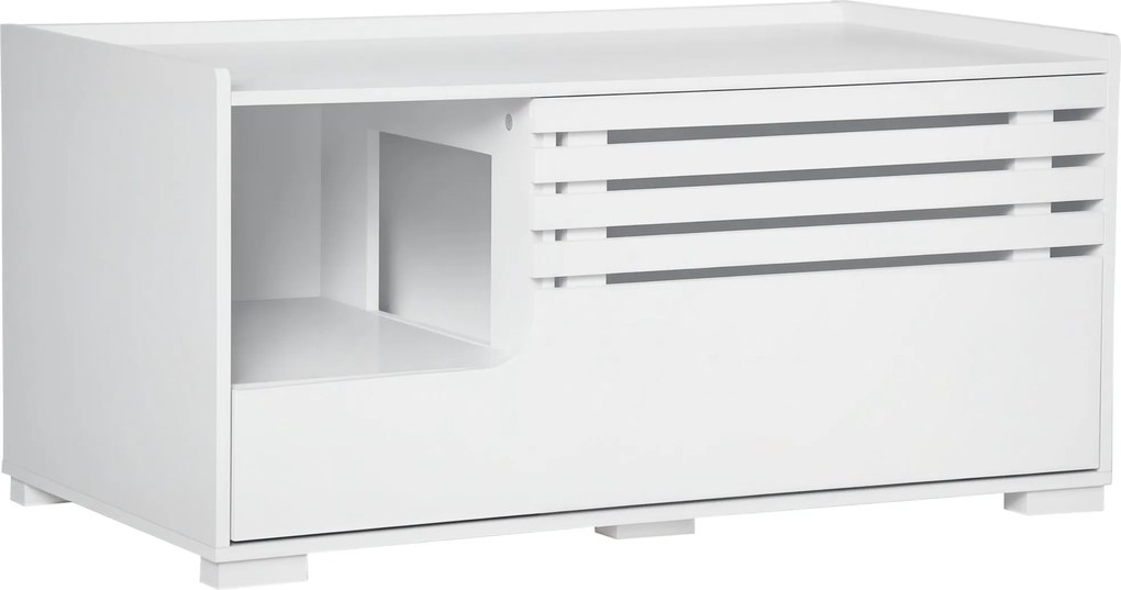 PawHut mačka toaleta kabinet s magnetickým rozdeľovačom box pre mačky stôl na mačky 90 x 48 x 42.5 cm Biely | Aosom