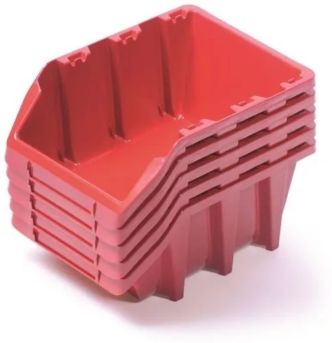 Sada 5 úložných boxov po 19,8 × 11,8 × 8,4 cm, červená
