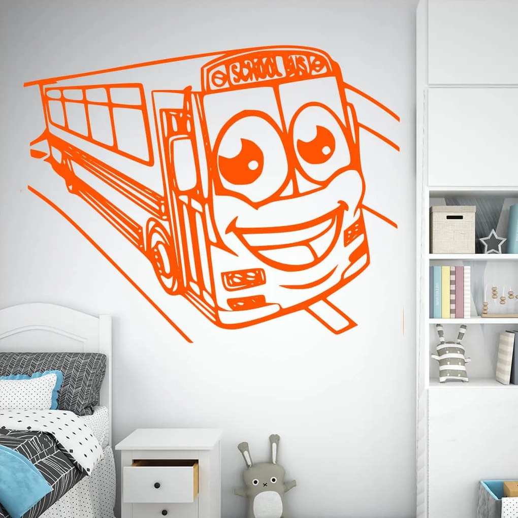 Veselá Stena Samolepka School bus Farba: červená, Veľkosť: 100 x 77 cm