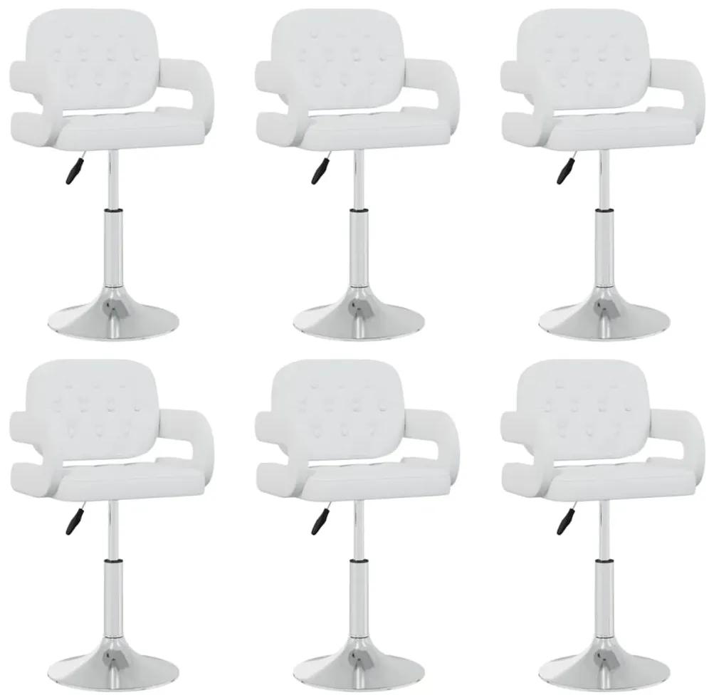 Otočné jedálenské stoličky 6 ks biele umelá koža 3089116