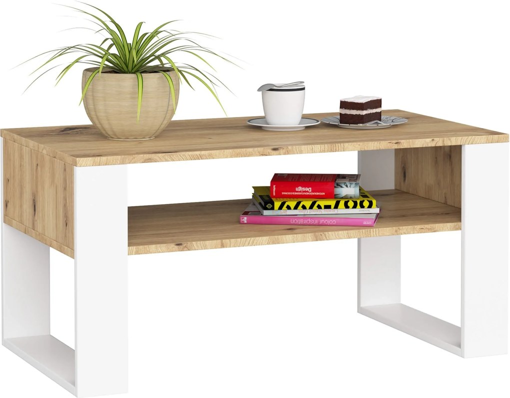 Konferenčný stolík DOMI dub artisan/biely