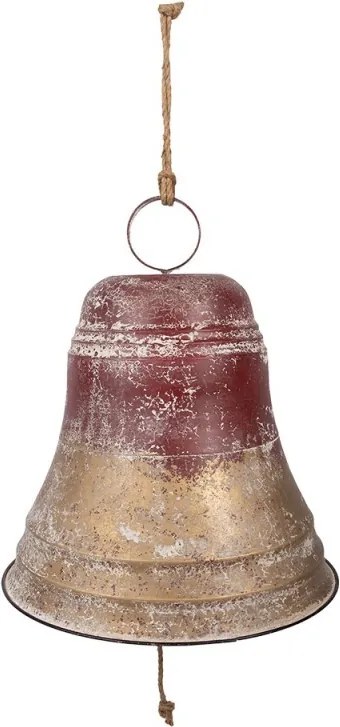 Obrovský koový červeno-zlarý závesný zvon Bell s rolničkou - Ø 52*56 cm