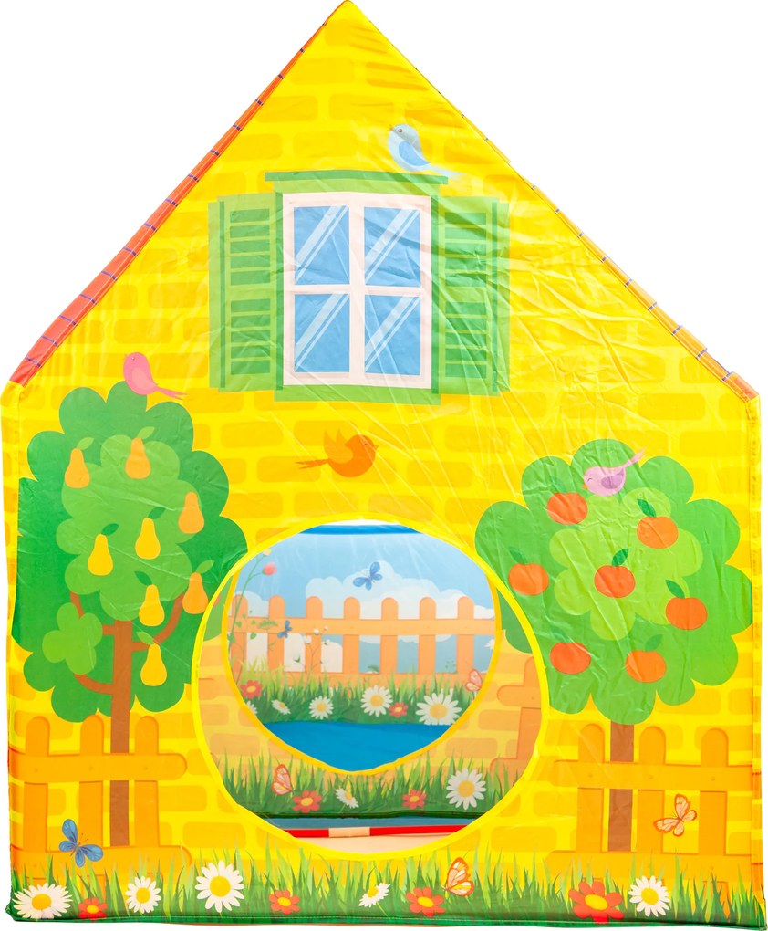 Detský stan IPLAY domček Farma – suchý bazén, 90×150×110 cm, 2 vchody, od 3 rokov
