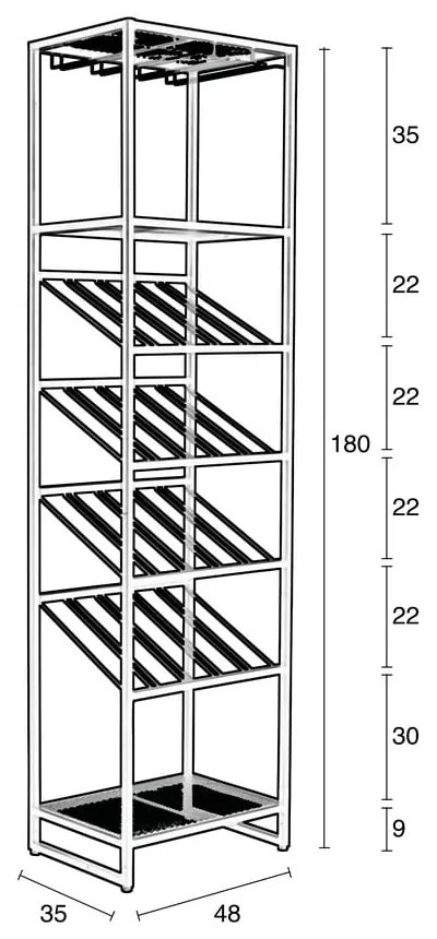Čierna kovová vinotéka na 20 fliaš, 48x180 cm Cantor - Zuiver