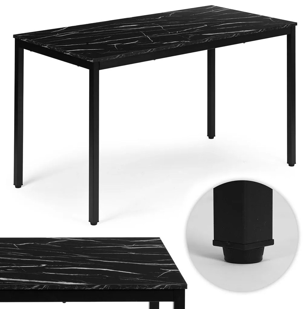 Jedálenský kuchynský stôl pre 4-5 osôb počítačový stôl 120x60 cm čierny mramor ModernHome