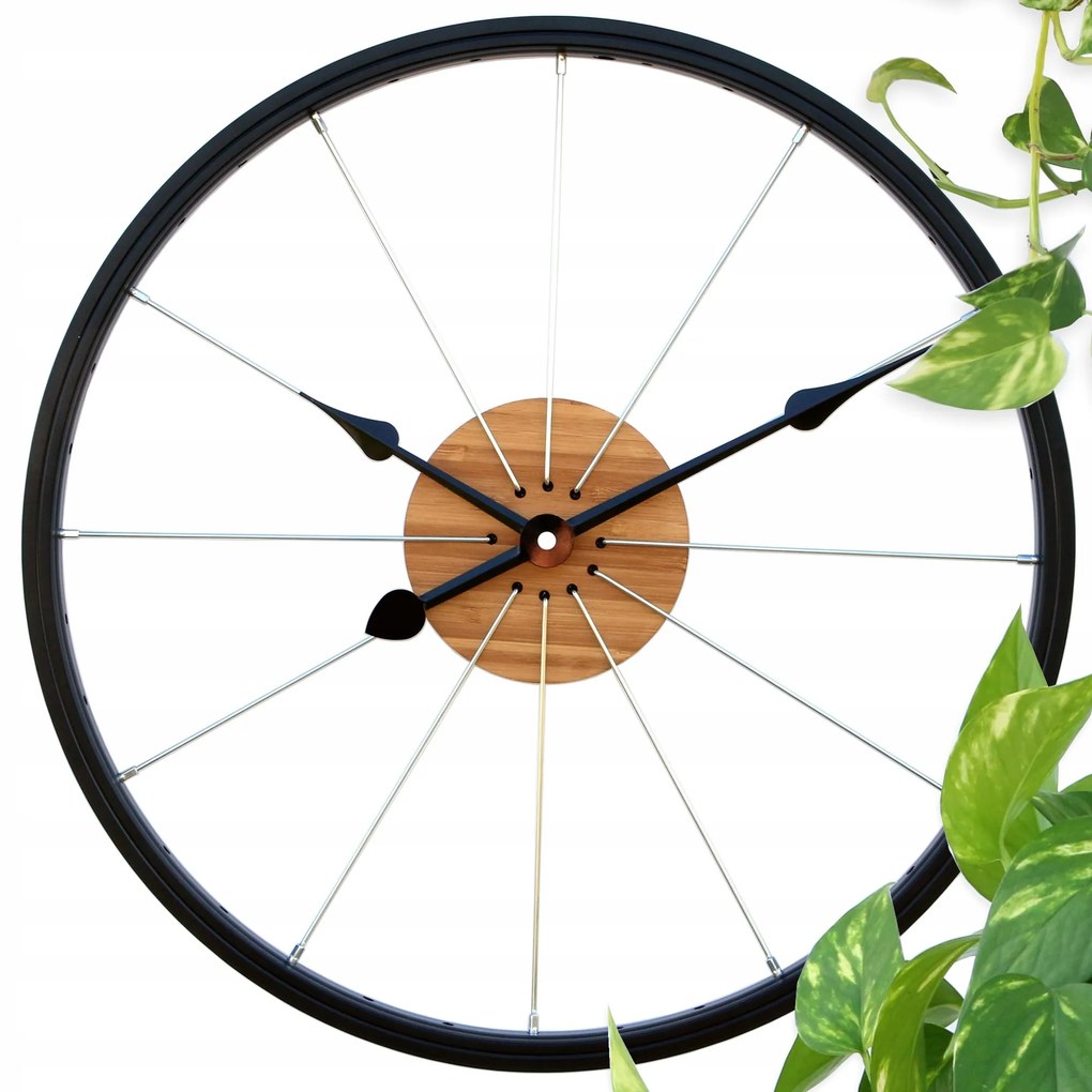 Nástenné hodiny Bicykel 42 cm čierne/hnedé