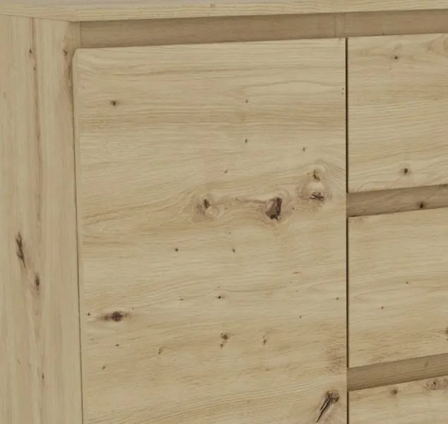 Široká komoda so 4 zásuvkami Carlos, dub artisan, 120 cm