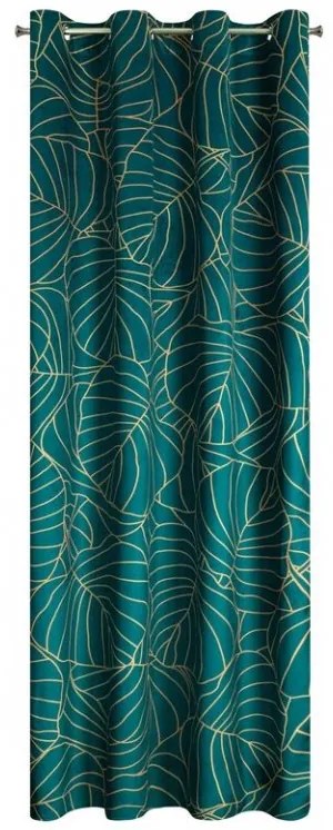 DECOREUM Potlačený zamatový záves 140 cm x 250 cm grafitová 100 % polyester Rozmer varianty: 140 cm x 250 cm, Farba varianty: Tmavo tyrkysová 104671