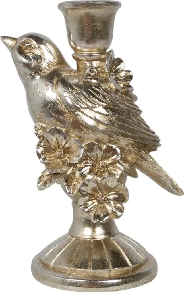 Strieborný antik svietnik s vtáčikom Birdinia silver - 14*10*20 cm