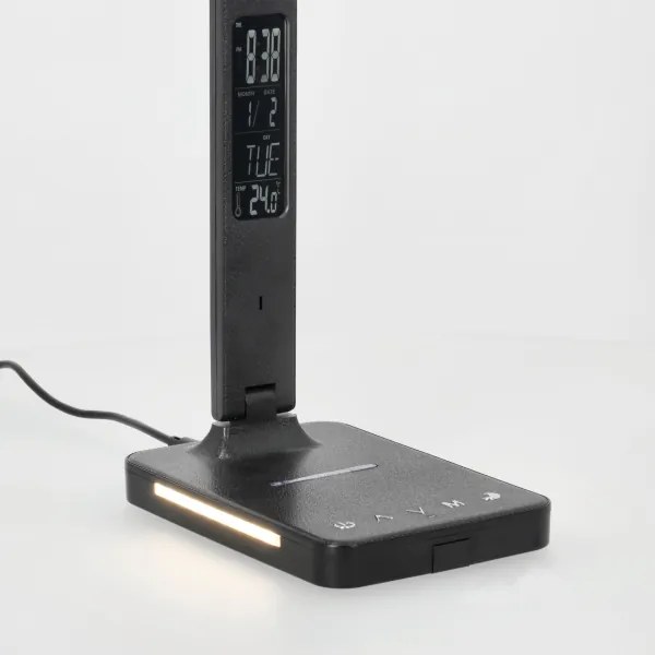 LED Stm. lampa s bezdr. nab. QI, displejom a USB portom LED/7W/230V 3000-6000K