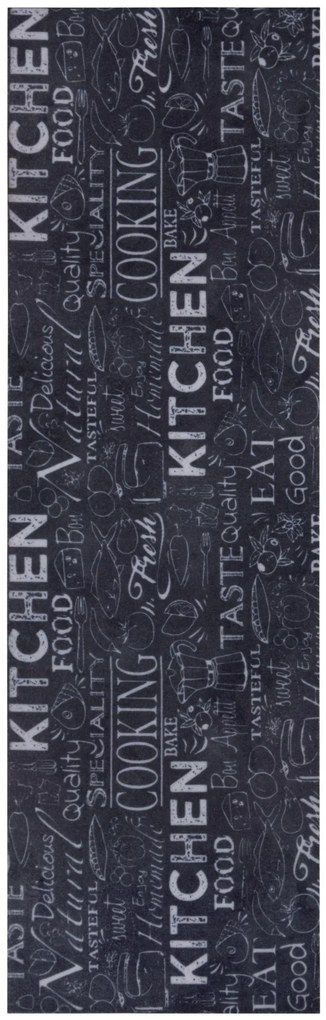 Hanse Home, Koberec behúň Cook & Clean 105731 Black White, 50x150, čierna, čiernobiela, kuchyňa
