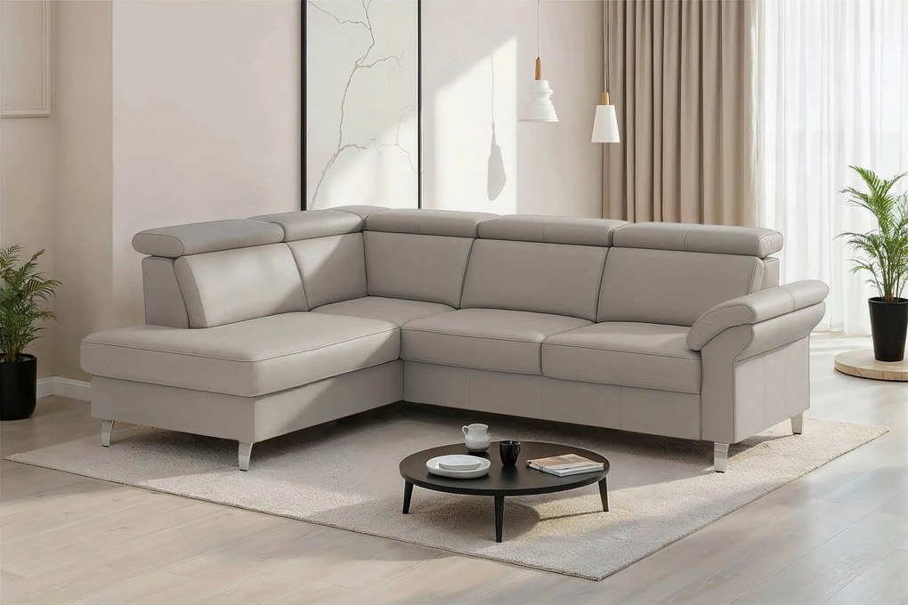 XXXLutz ROHOVÁ SEDAČKA, textil, koža, svetlosivá Sit & More - Sedačky - 000144040943