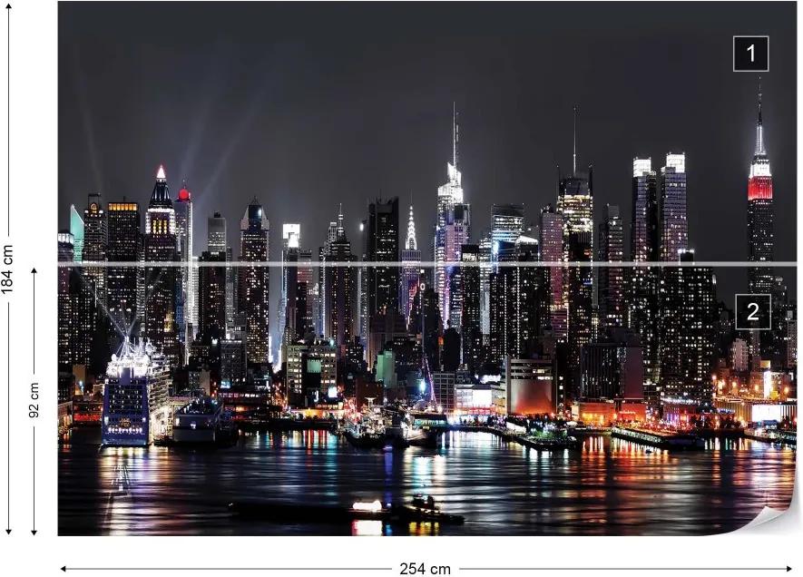 Fototapeta GLIX - New York City Skyline At Night  + lepidlo ZADARMO Vliesová tapeta  - 254x184 cm