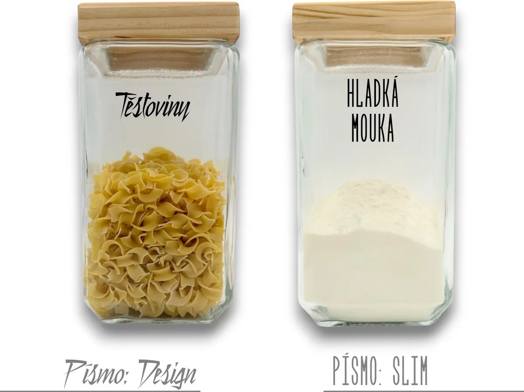 5Five® Súprava 3ks sklenených pevných hranatých dóz s dreveným vekom, 1,7l KWADR