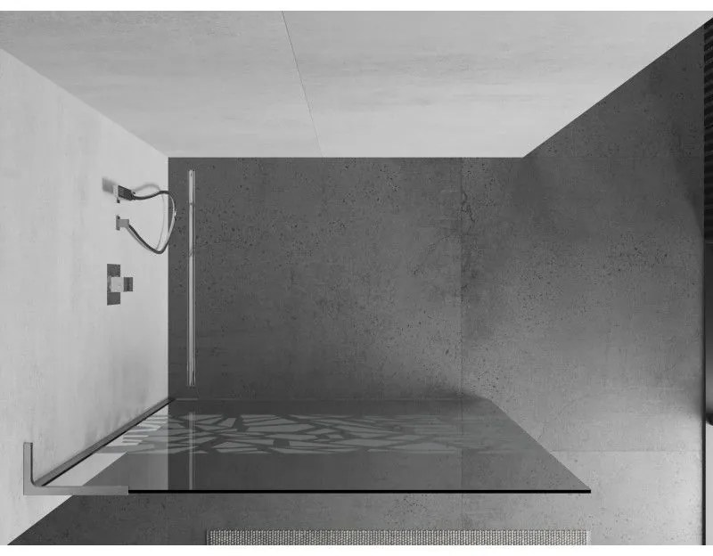 Mexen Kioto L, sprchová zástena Walk-In 110 x 200 cm, 8mm číre sklo biely vzor, chrómový profil, 800-110-103-01-85