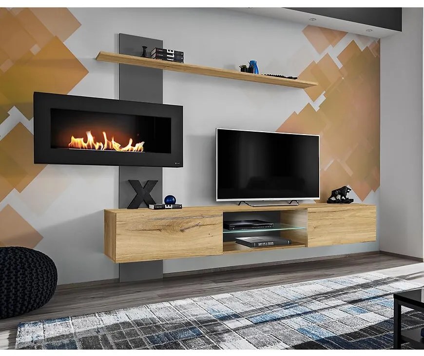 Obývacia Stena Flame B antracit/dub flagstaff