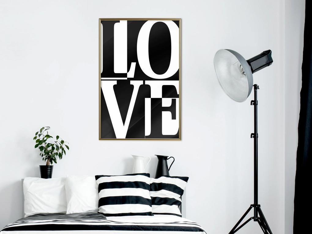 Artgeist Plagát - Black and White Love [Poster] Veľkosť: 30x45, Verzia: Zlatý rám