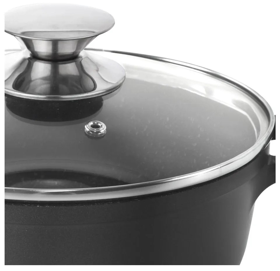 Hrniec s nepriľnavým povrchom Pfluon Granit so sklenenou pokrievkou Orion Grande, ⌀ 24 cm