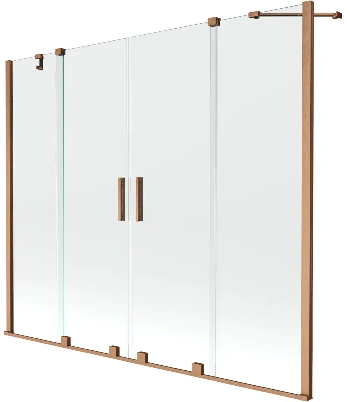 Mexen Velar Duo, 2-krídlová posuvná vaňová zástena 180 x 150 cm, 8mm číre sklo, medený matný profil, 896-180-000-02-65