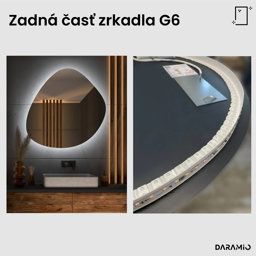 Zrkadlo v tvare kamienka s LED osvetlením G6