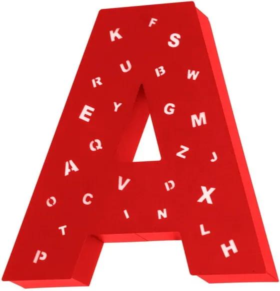 Červená svetelná dekorácia v tvare písmena Glimte Letter A