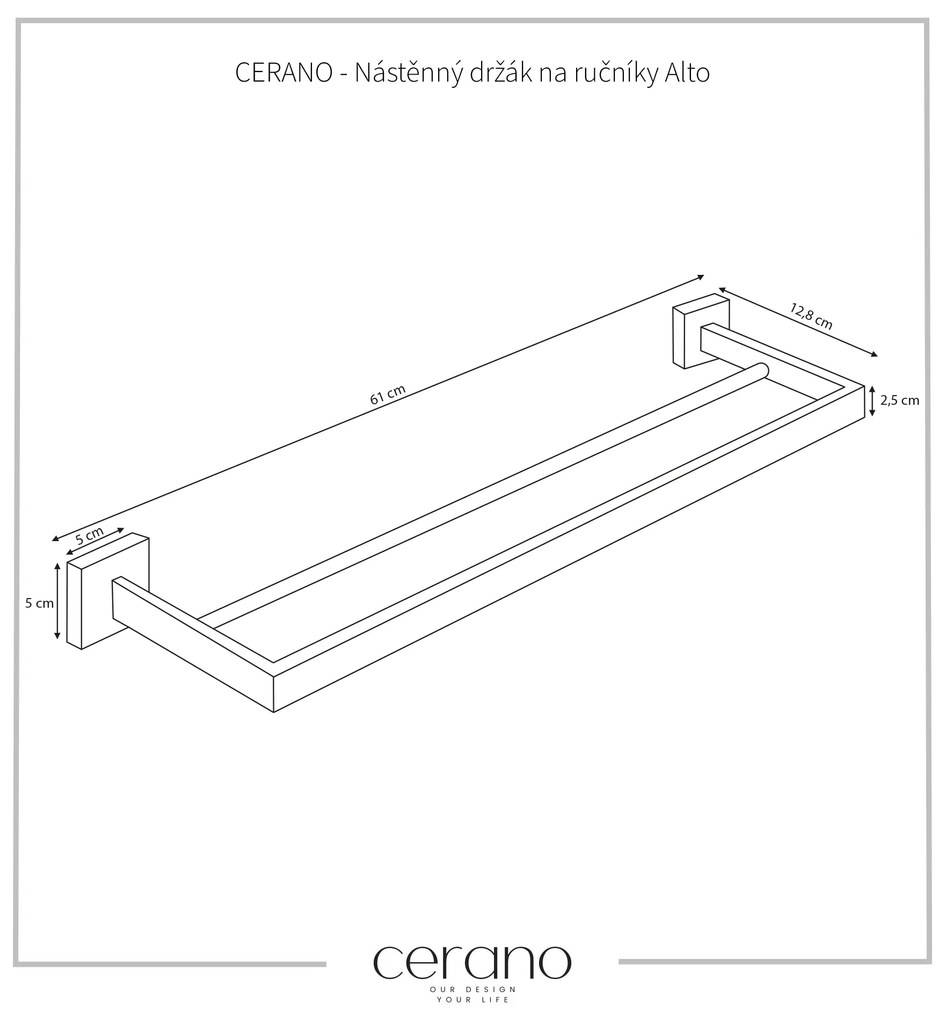 CERANO - Nástenný držiak na uteráky Alto chróm, CER-CER-479323