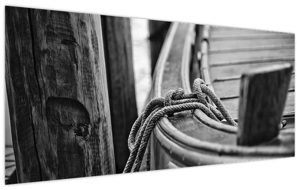 Obraz - Priviazaná loď (120x50 cm)