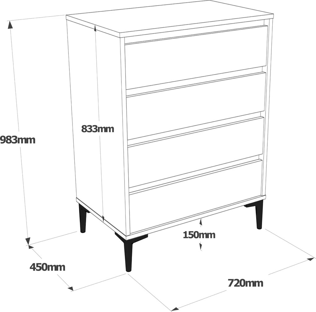 Komoda Houseland Niko dub Stirling/antracitovo sivá