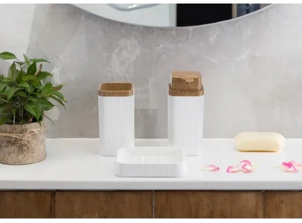 Kúpeľňový set ZOYA 5 ks biela/hnedá