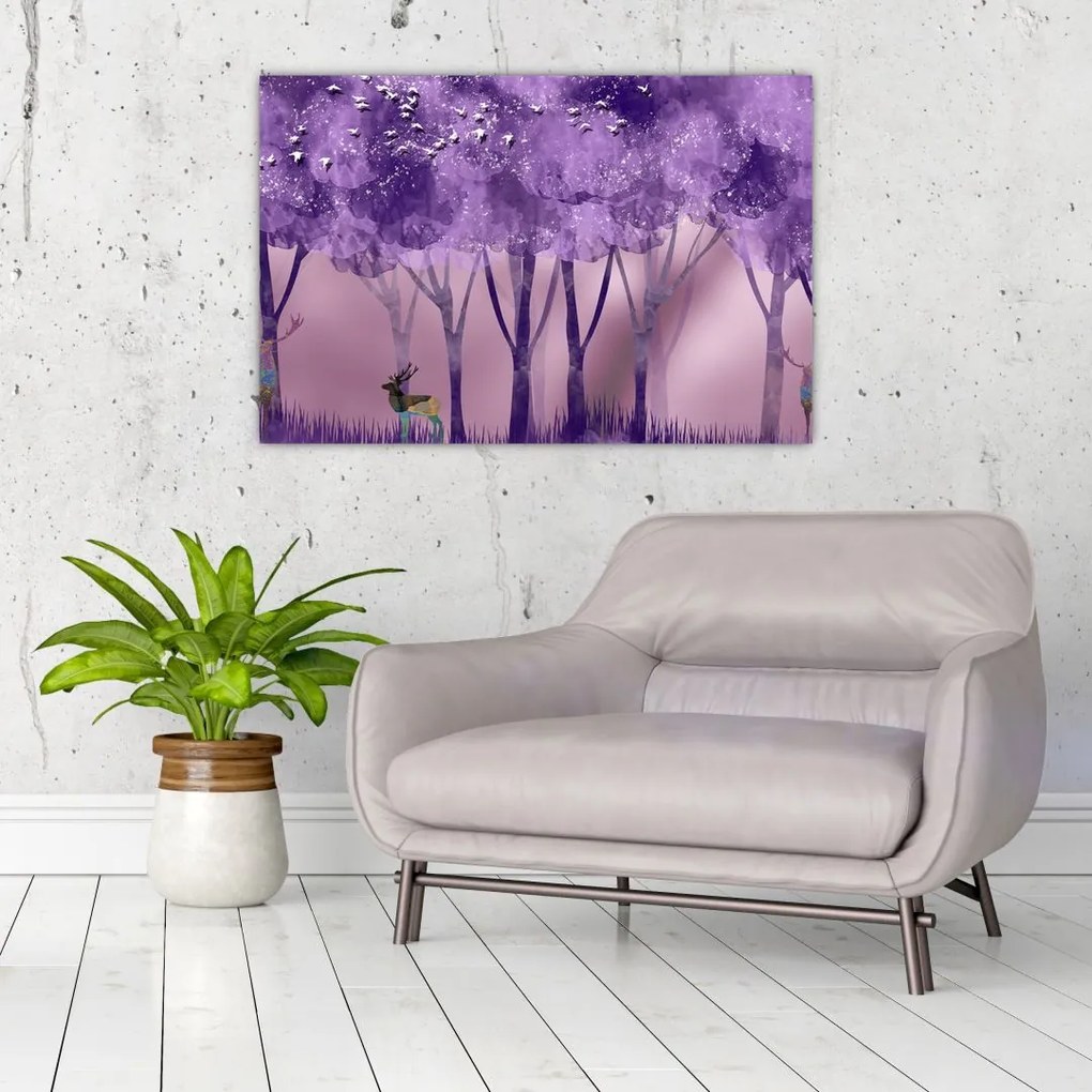 Obraz - Jelene v magickom lese (90x60 cm)