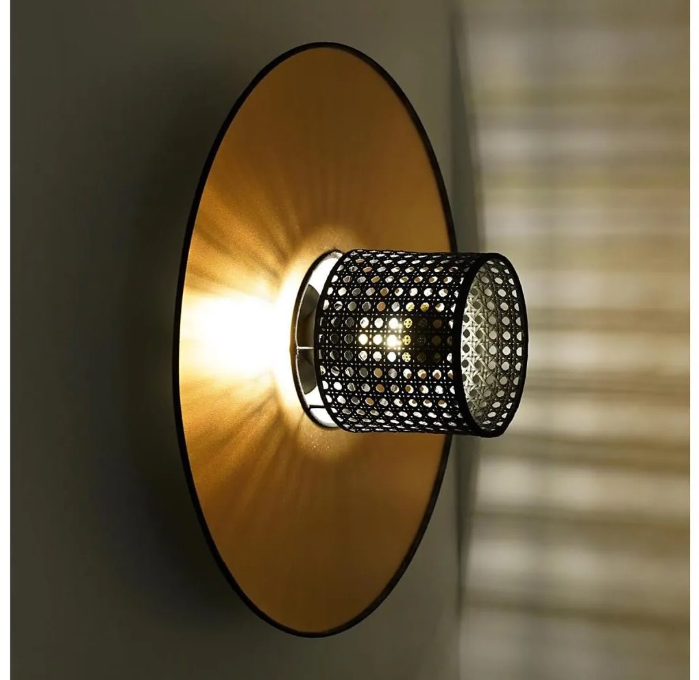 Duolla - Nástenné svietidlo TOKYO RATTAN 1xE27/15W/230V pr. 50 cm zlatá/čierna